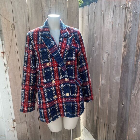Blank NYC Plaid Double Breasted Prep School Blazer size Large - Picture 7 of 16